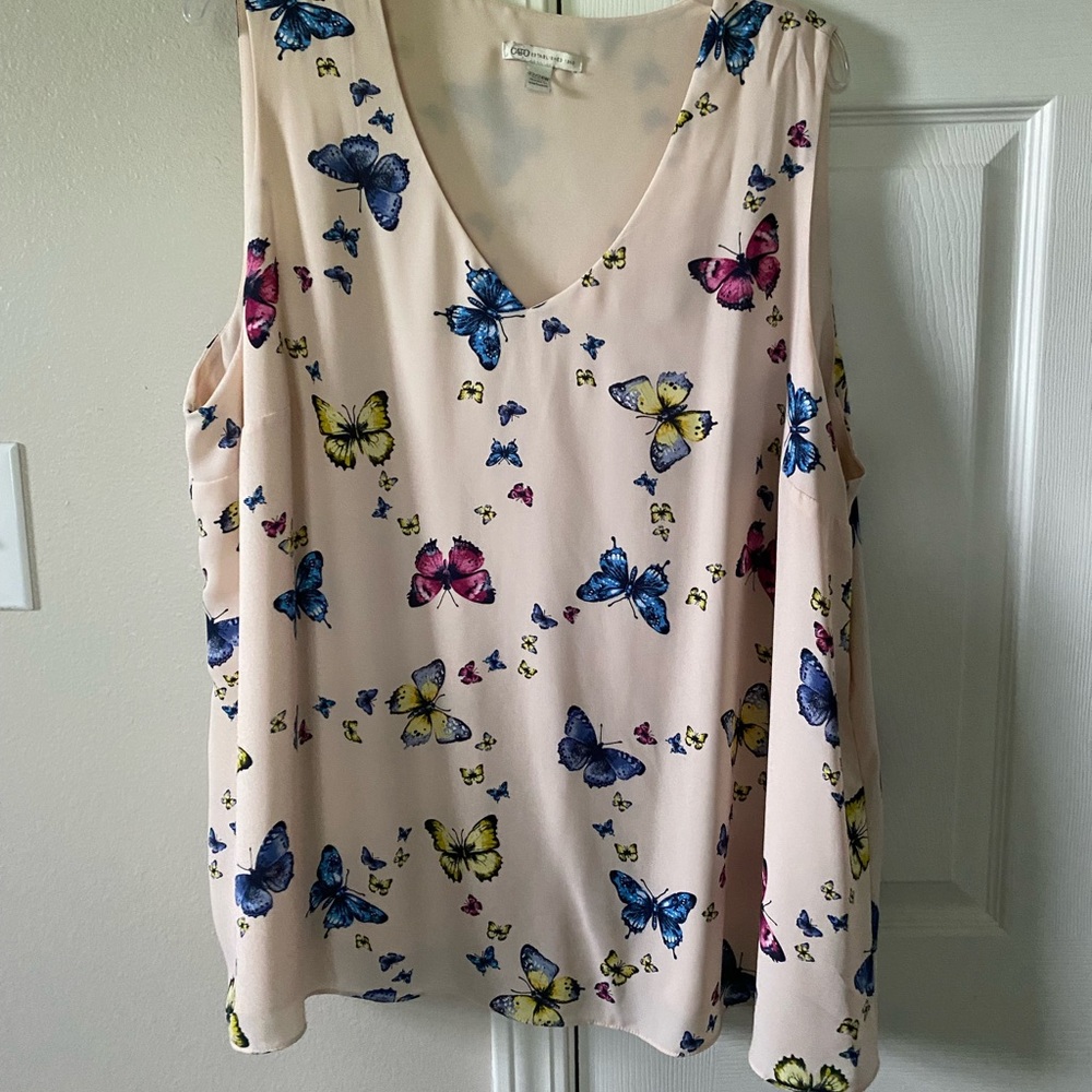 Cato Pink and Blue Sleeveless Blouse Relaxed Fit